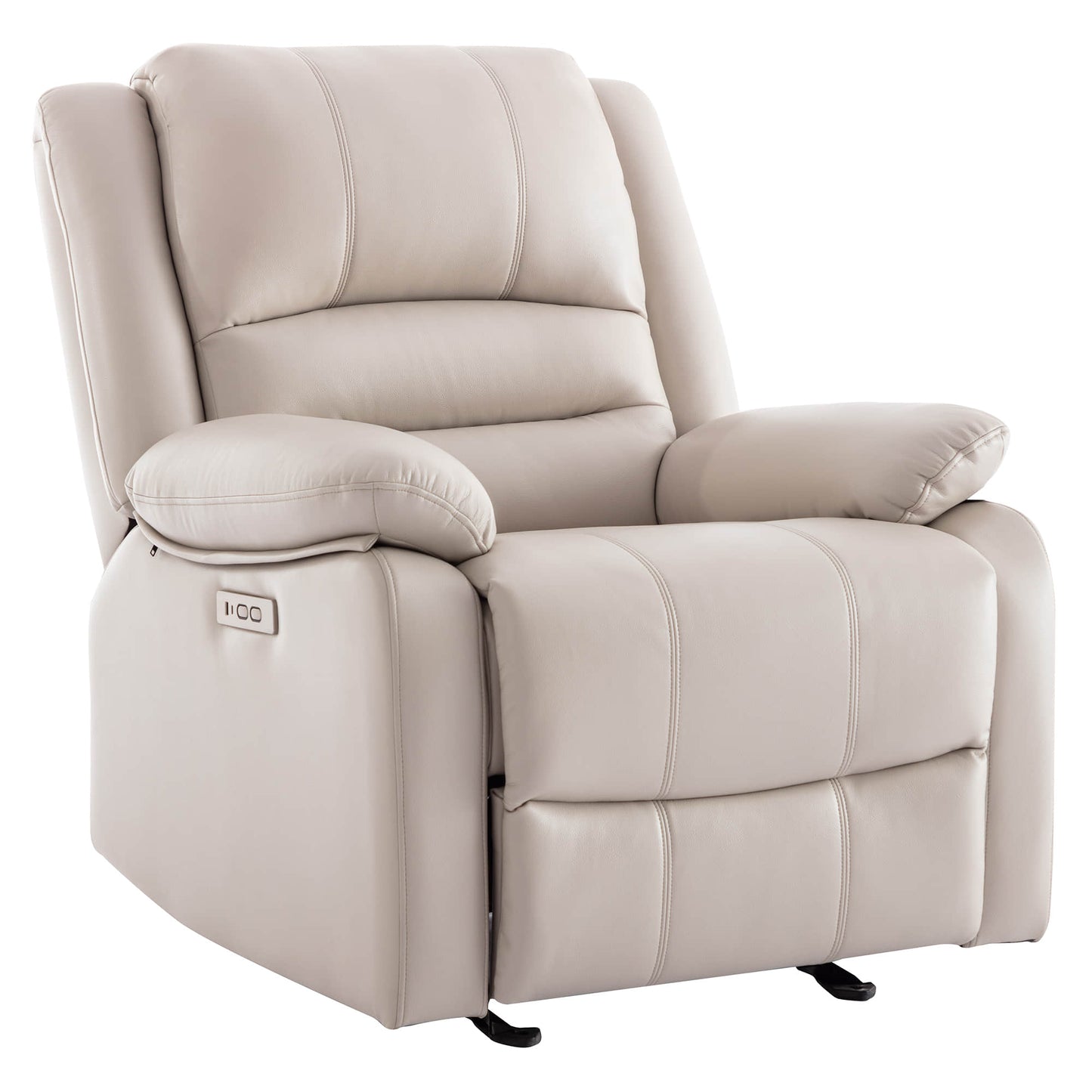 CHITA LIVING-Luckie Power Glider Recliner with Lumbar Support-Recliners-Faux Leather-Black-