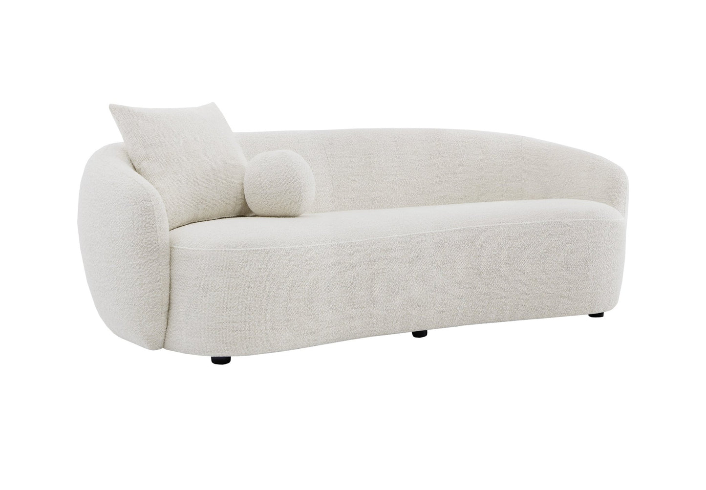 CHITA LIVING-Audrey Boucle 3-Seater Curved Sofa with Pillows (89")-Sofas-Fabric-Pearl-