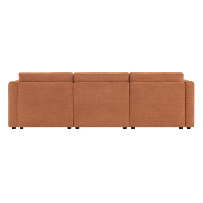 CHITA LIVING-Delaney 3-Piece Modular Sofa (112'')-Sofas-Fabric-Terracotta-