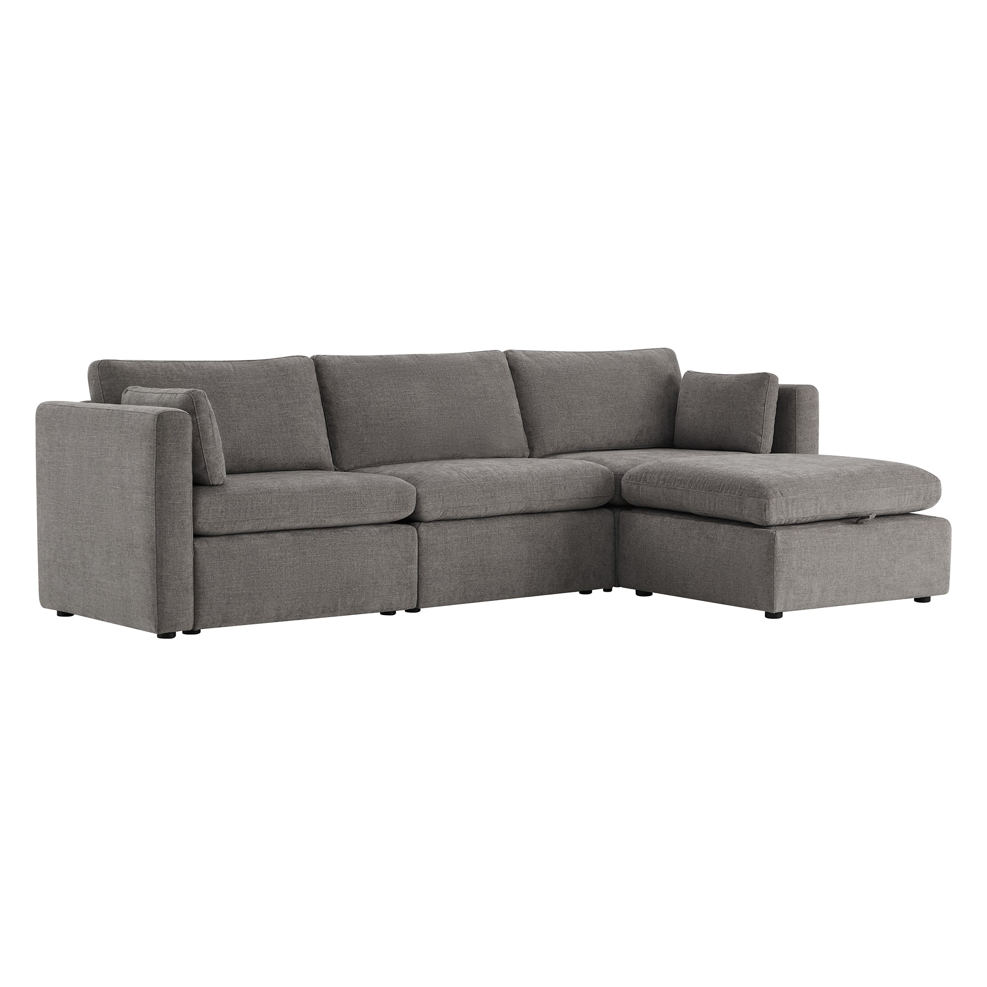 CHITA LIVING-Delaney 4-Piece Modular Sofa Chaise (112'')-Sofas-Fabric-Fossil Gray-