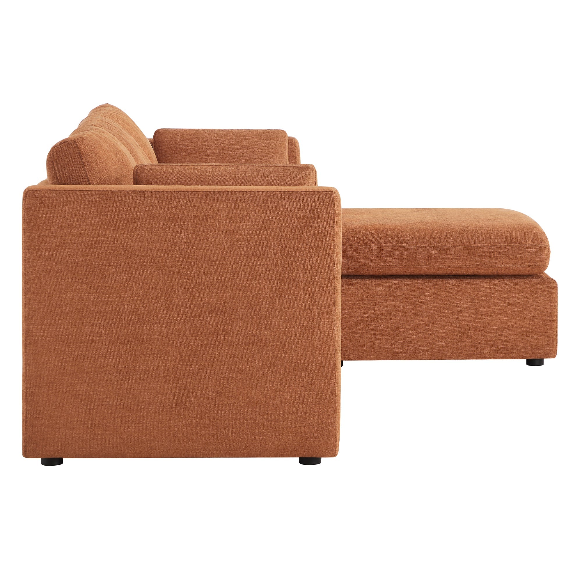 CHITA LIVING-Delaney 4-Piece Modular Sofa Chaise (112'')-Sofas-Fabric-Terracotta-