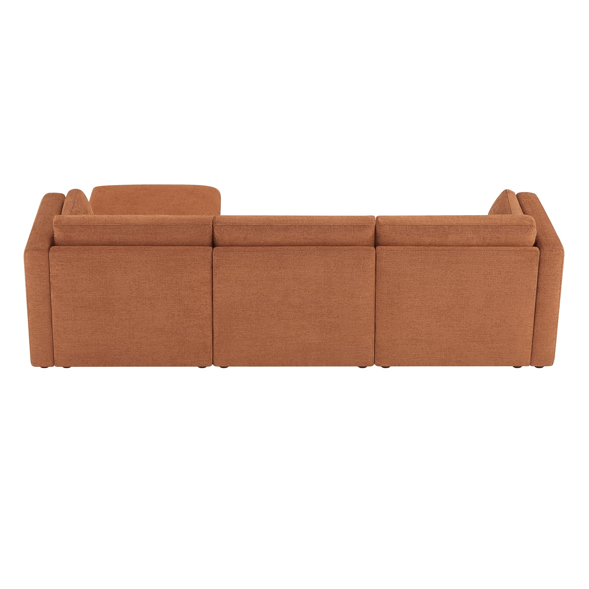 CHITA LIVING-Delaney 4-Piece Modular Sofa Chaise (112'')-Sofas-Fabric-Terracotta-