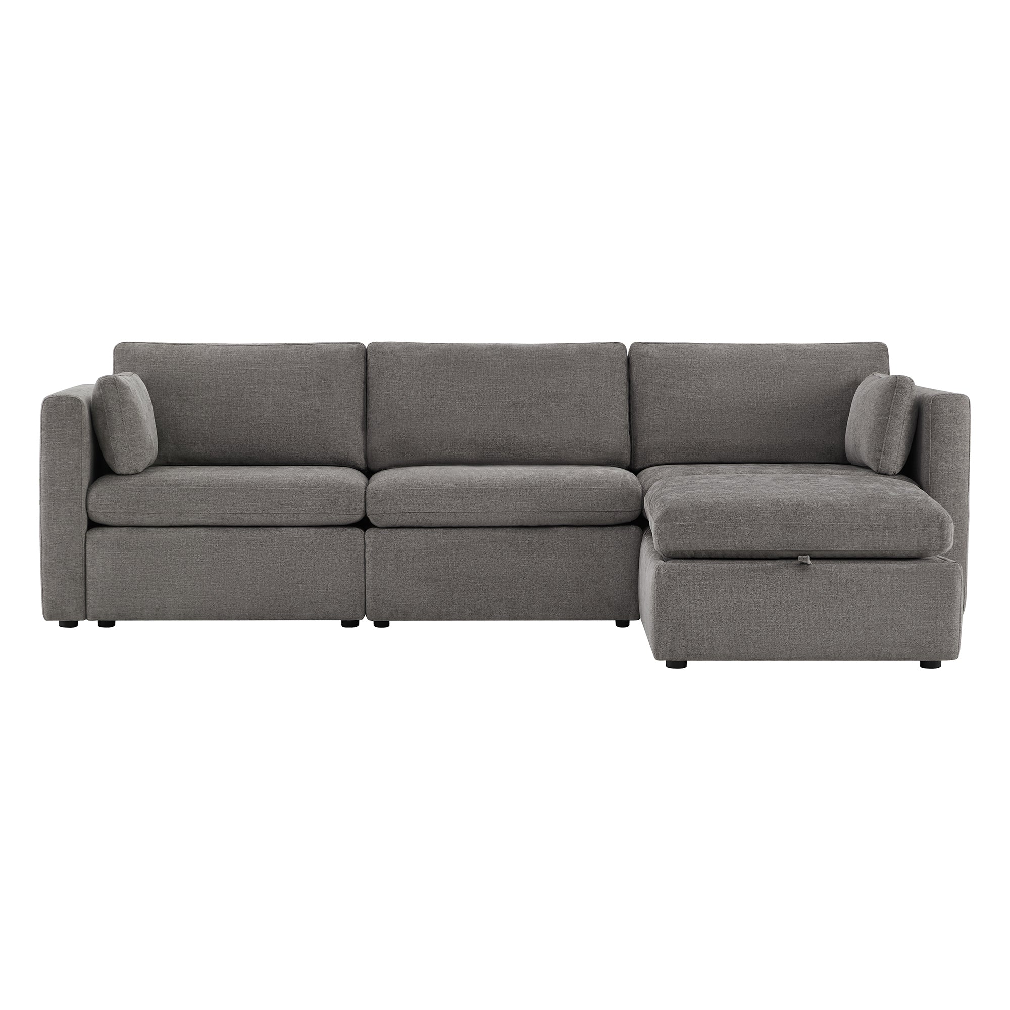 CHITA LIVING-Delaney 4-Piece Modular Sofa Chaise (112'')-Sofas-Fabric-Fossil Gray-