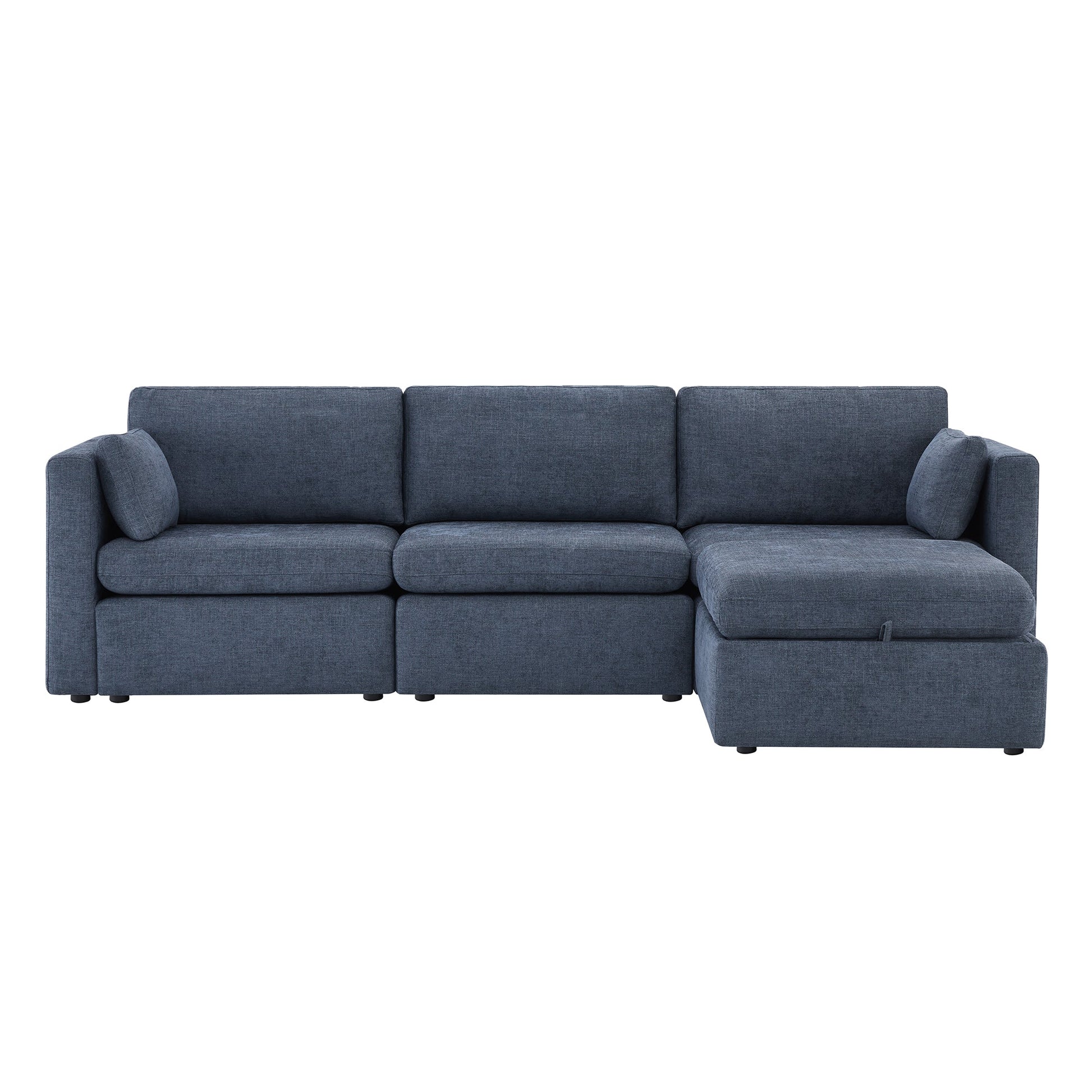 CHITA LIVING-Delaney 4-Piece Modular Sofa Chaise (112'')-Sofas-Fabric-Blue-
