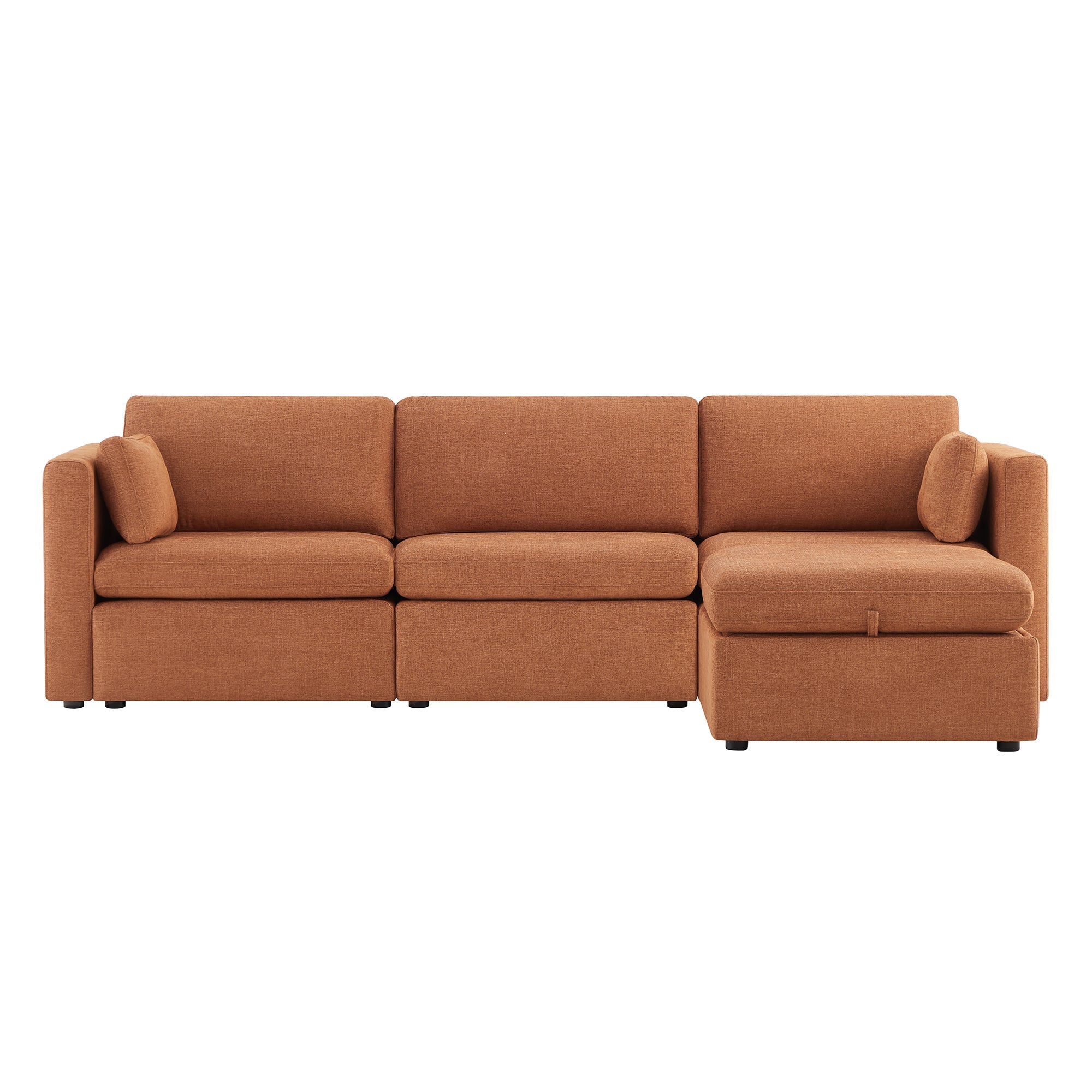 CHITA LIVING-Delaney 4-Piece Modular Sofa Chaise (112'')-Sofas-Fabric-Terracotta-