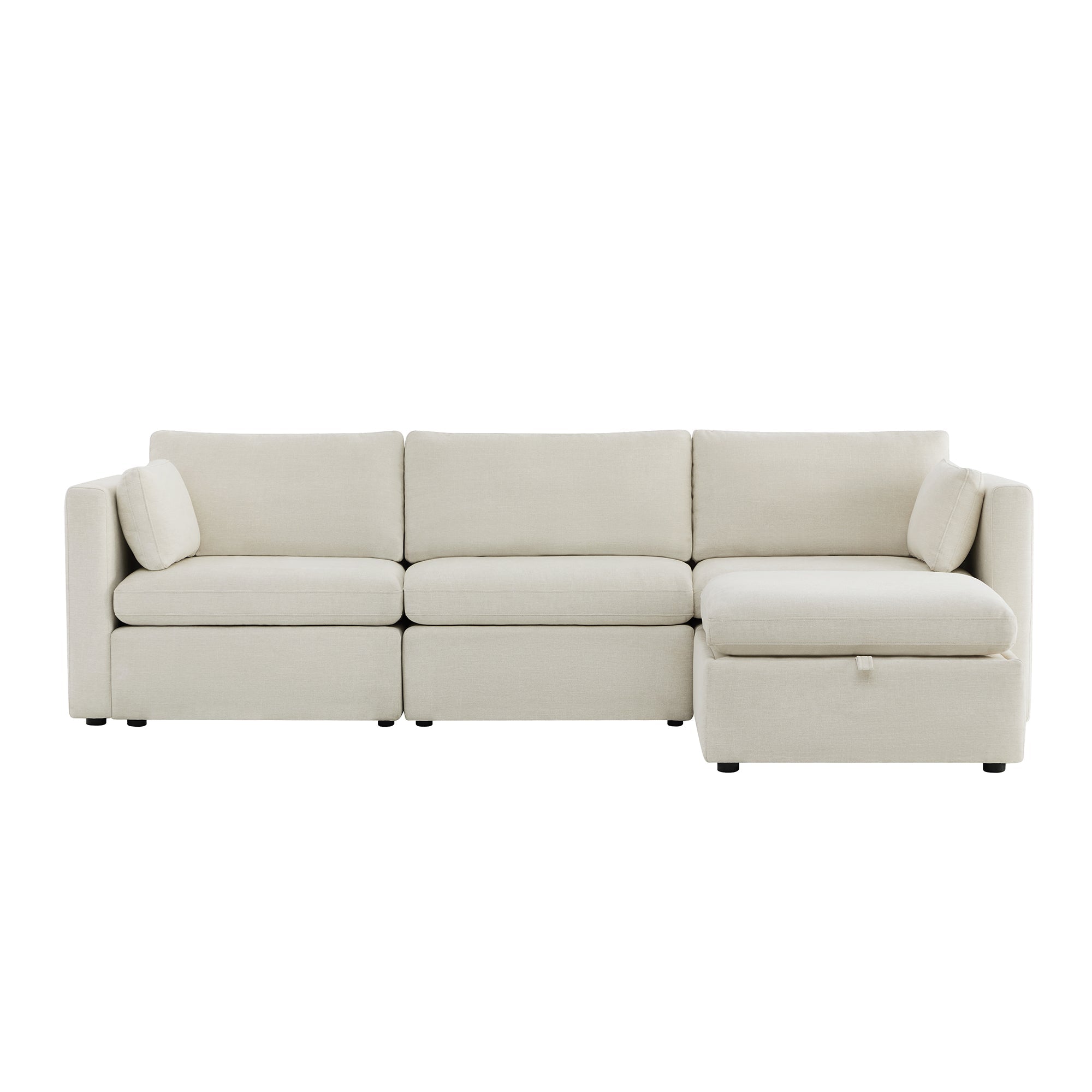 CHITA LIVING-Delaney 4-Piece Modular Sofa Chaise (112'')-Sofas-Fabric-Linen-