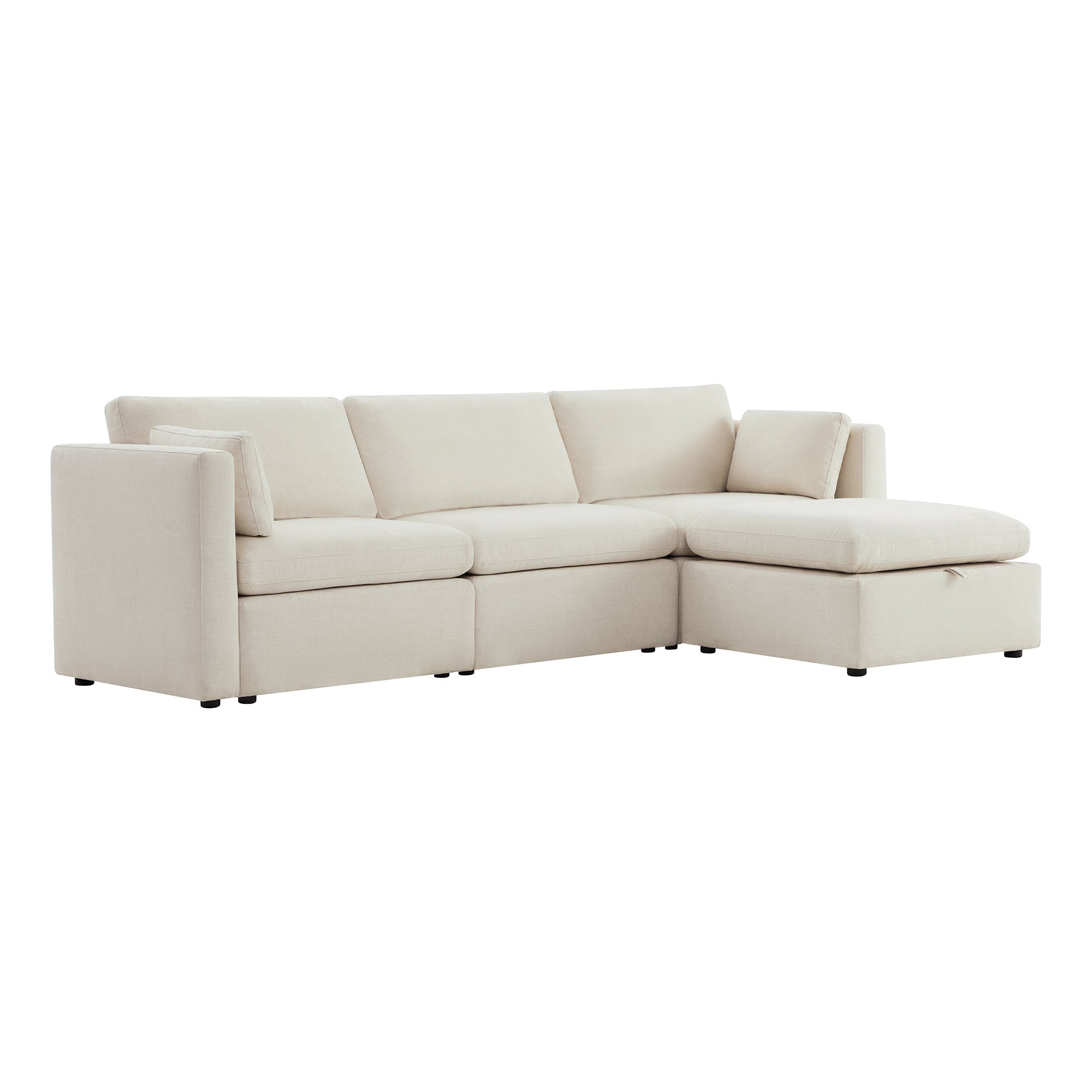 CHITA LIVING-Delaney 4-Piece Modular Sofa Chaise (112'')-Sofas-Fabric-Linen-