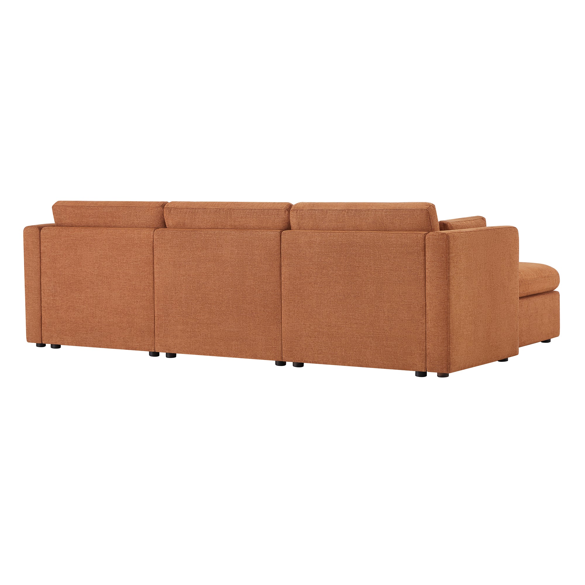 CHITA LIVING-Delaney 4-Piece Modular Sofa Chaise (112'')-Sofas-Fabric-Terracotta-