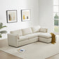 CHITA LIVING-Delaney 4-Piece Modular Sofa Chaise (112'')-Sofas-Fabric-Linen-