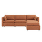 CHITA LIVING-Delaney 5-Piece Modular Sofa Chaise (112'')-Sofas-Fabric-Terracotta-