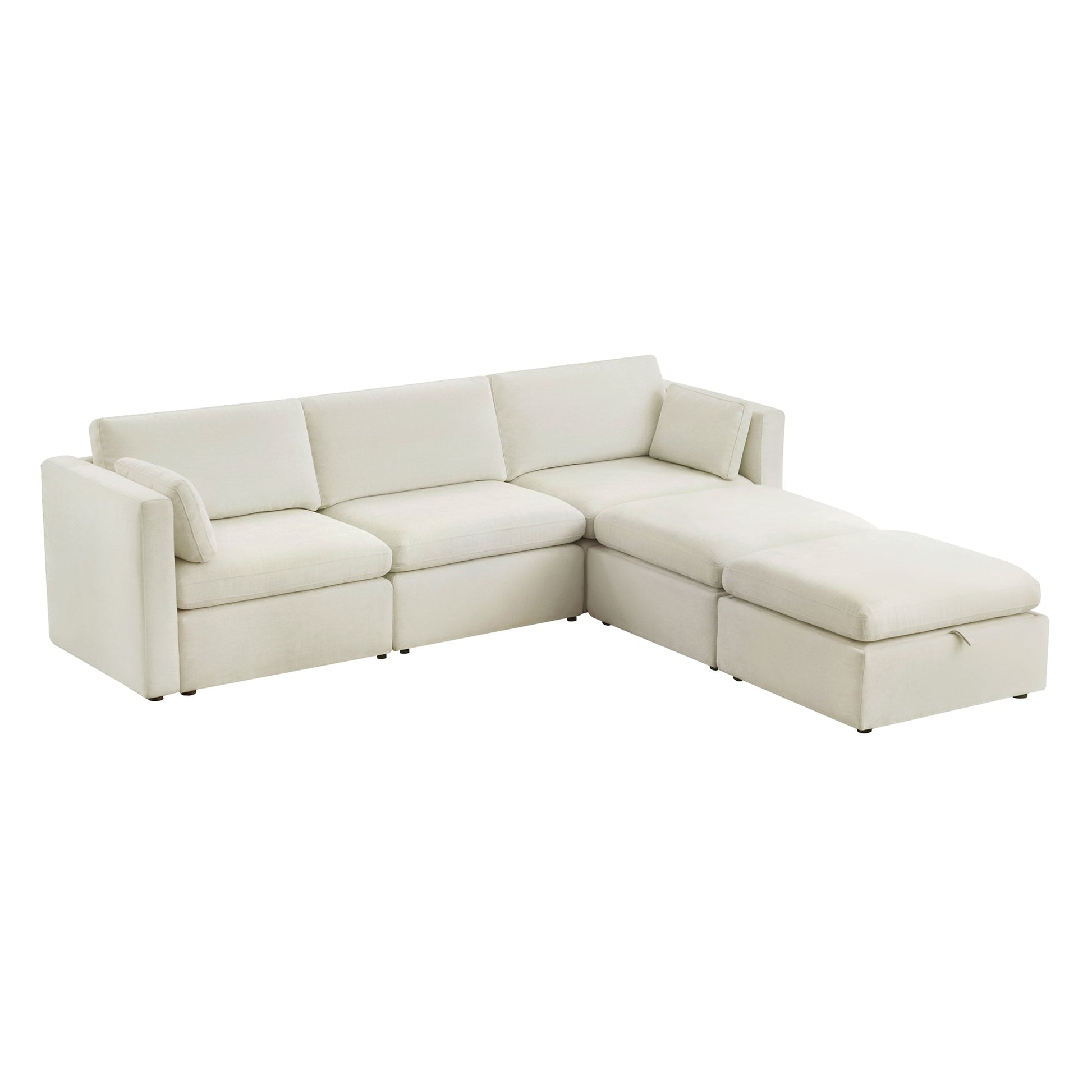 CHITA LIVING-Delaney 5-Piece Modular Sofa Chaise (112'')-Sofas-Fabric-Linen-