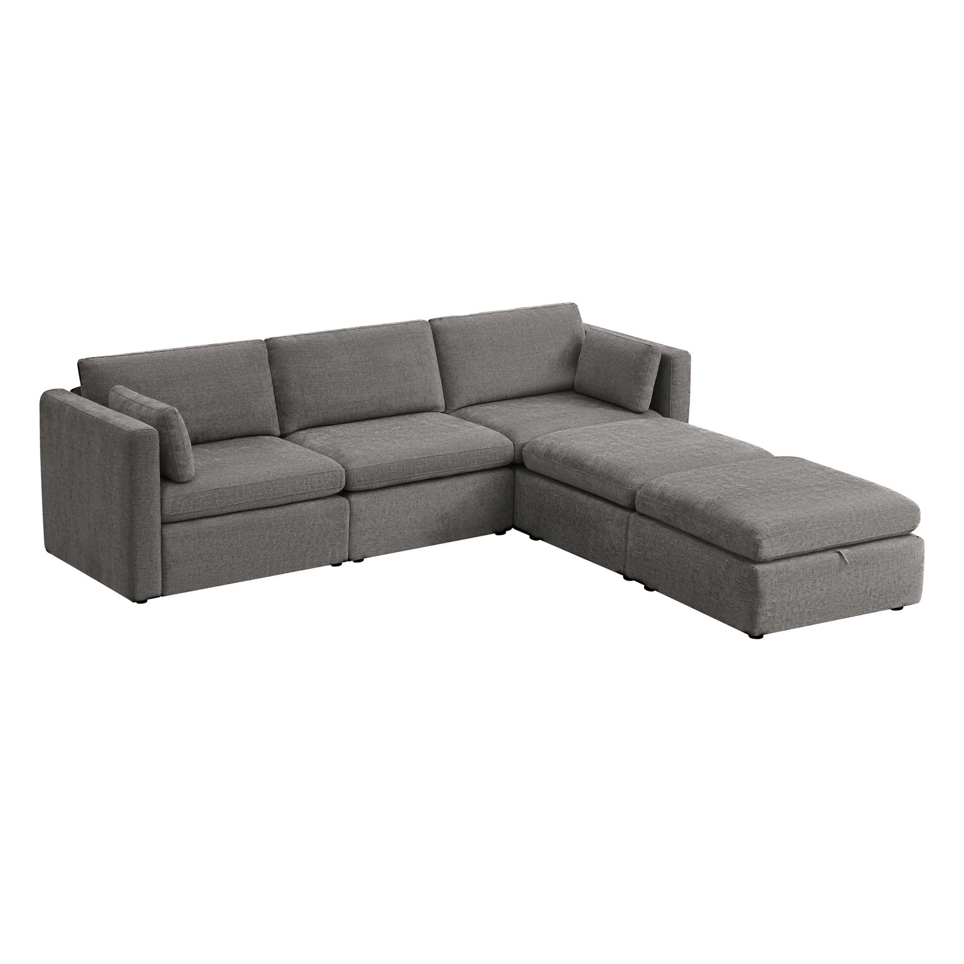 CHITA LIVING-Delaney 5-Piece Modular Sofa Chaise (112'')-Sofas-Fabric-Fossil Gray-