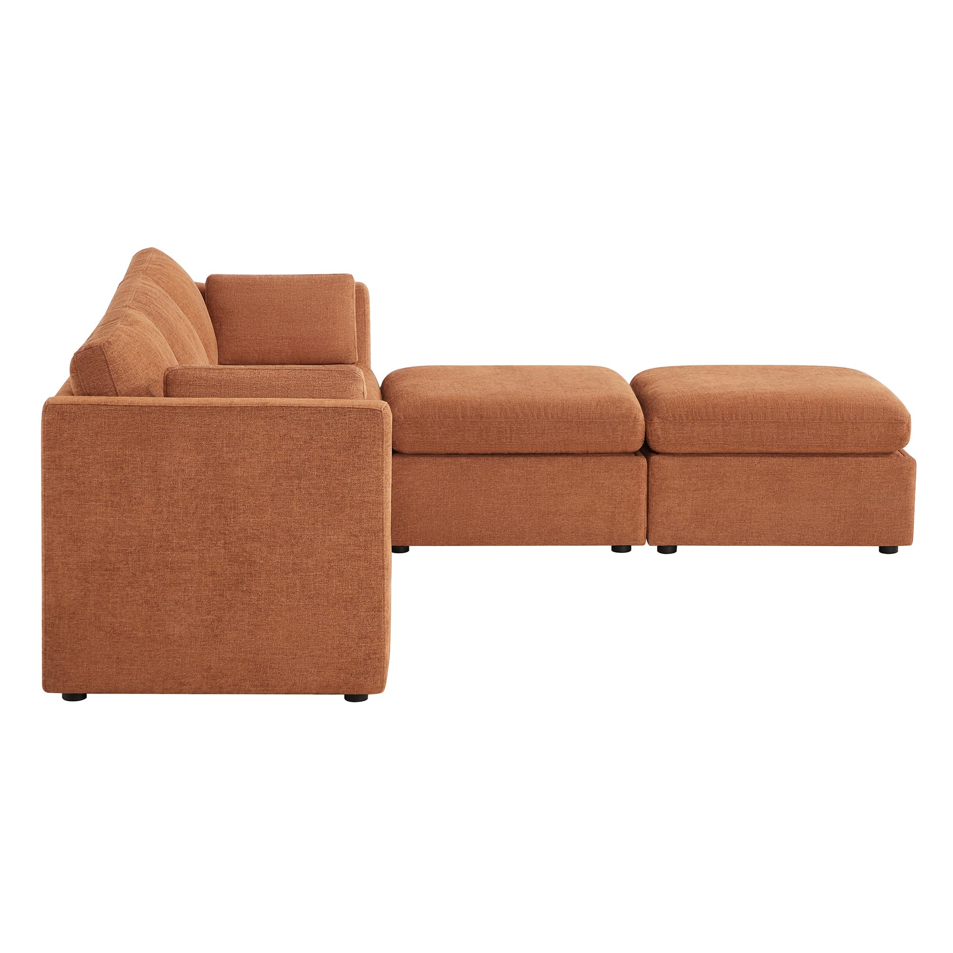 CHITA LIVING-Delaney 5-Piece Modular Sofa Chaise (112'')-Sofas-Fabric-Terracotta-
