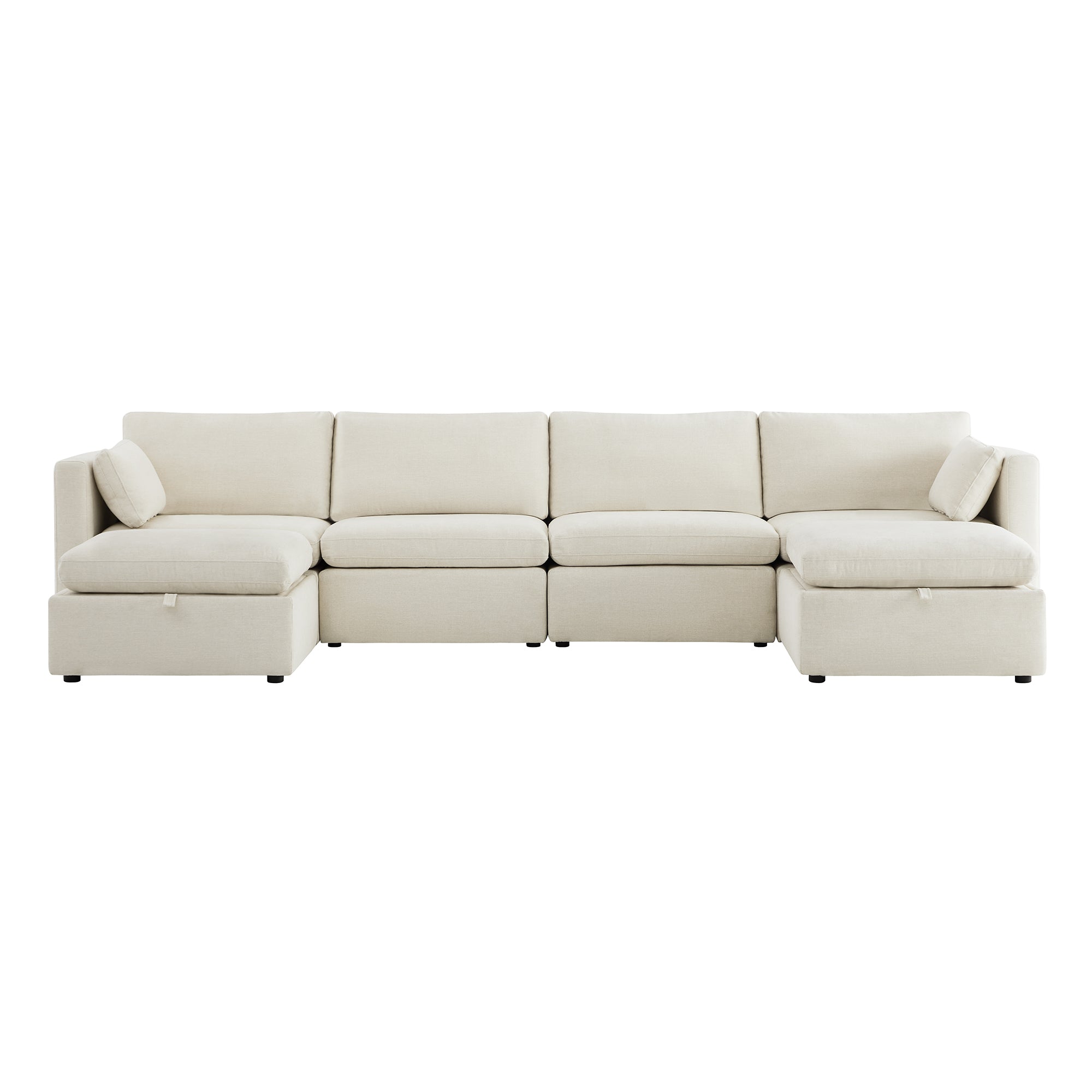 CHITA LIVING-Delaney 6-Piece Modular Sectional (146'')-Sofas-Fabric-Linen-