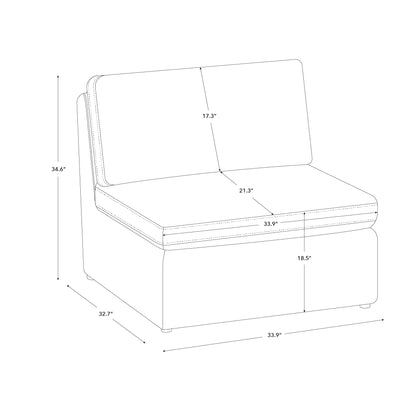 CHITA LIVING-Delaney Modular Armless Chair / 2-Piece Armless Sofa-Sofas-Fabric-Armless Chair-Linen