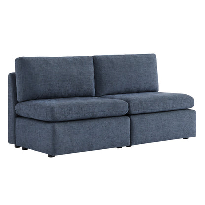 CHITA LIVING-Delaney Modular Armless Chair / 2-Piece Armless Sofa-Sofas-Fabric-Armless Sofa-Blue