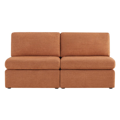 CHITA LIVING-Delaney Modular Armless Chair / 2-Piece Armless Sofa-Sofas-Fabric-Armless Sofa-Terracotta