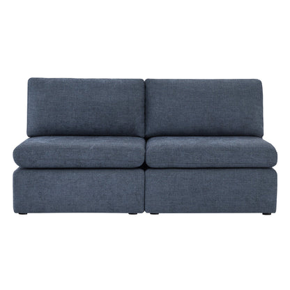 CHITA LIVING-Delaney Modular Armless Chair / 2-Piece Armless Sofa-Sofas-Fabric-Armless Sofa-Blue