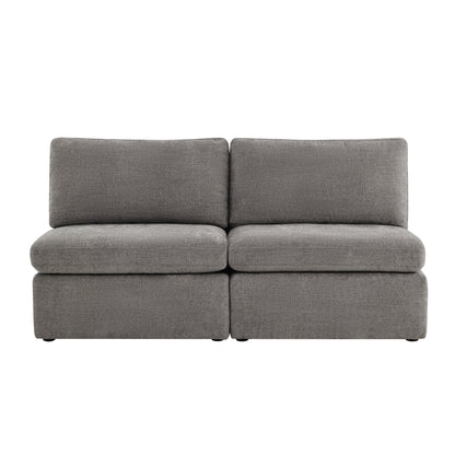 CHITA LIVING-Delaney Modular Armless Chair / 2-Piece Armless Sofa-Sofas-Fabric-Armless Sofa-Fossil Gray