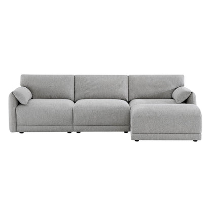 CHITA LIVING-Josie Performance Boucle 4-Piece Modular Sectional(115.7'')-Sofas-Performance Fabric-Grey-