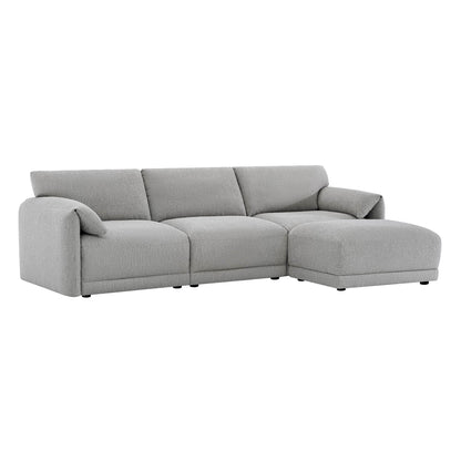 CHITA LIVING-Josie Performance Boucle 4-Piece Modular Sectional(115.7'')-Sofas-Performance Fabric-Grey-