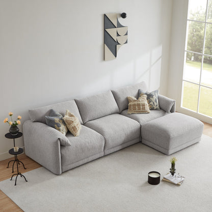 CHITA LIVING-Josie Performance Boucle 4-Piece Modular Sectional(115.7'')-Sofas-Performance Fabric-Grey-