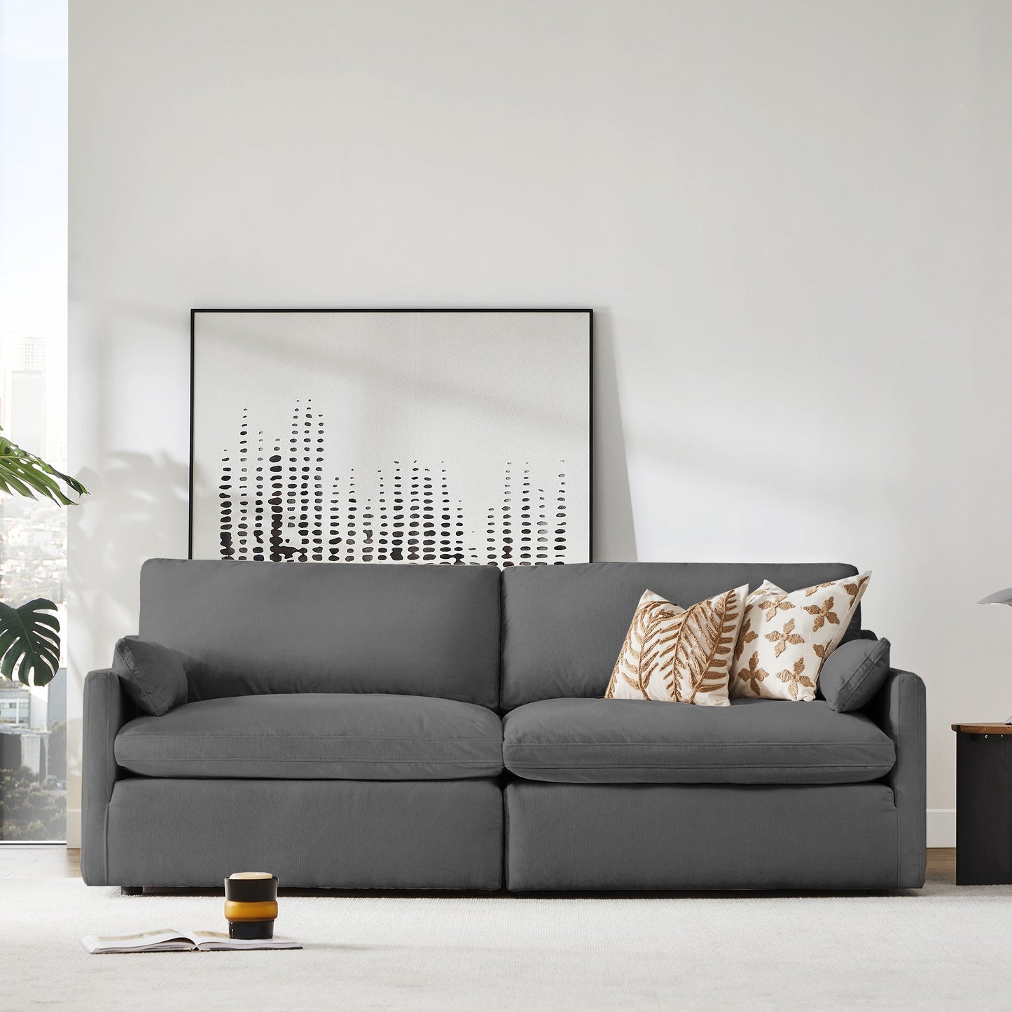 CHITA LIVING-Kenna 2-Piece Modular Sofa (90")-Sofas-Fabric-Dark Gray-