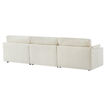 3 Seat Sofa with Removable Back and Seat Cushions - Cream