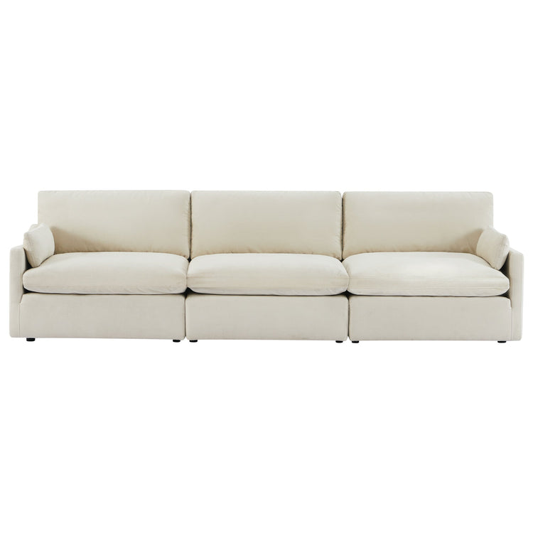 Kenna 3-seat modular sofa in beige fabric, extra deep seat and modern style