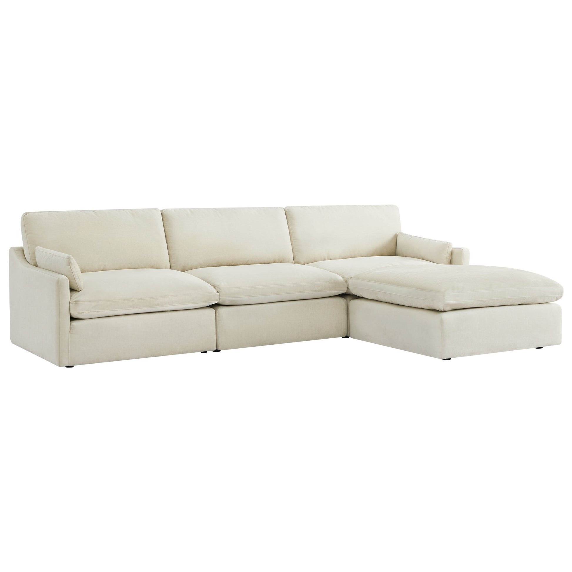CHITA LIVING-Kenna Modular 4-Piece Sofa-Chaise Sectional (131")-Sofas-Fabric-Cream-