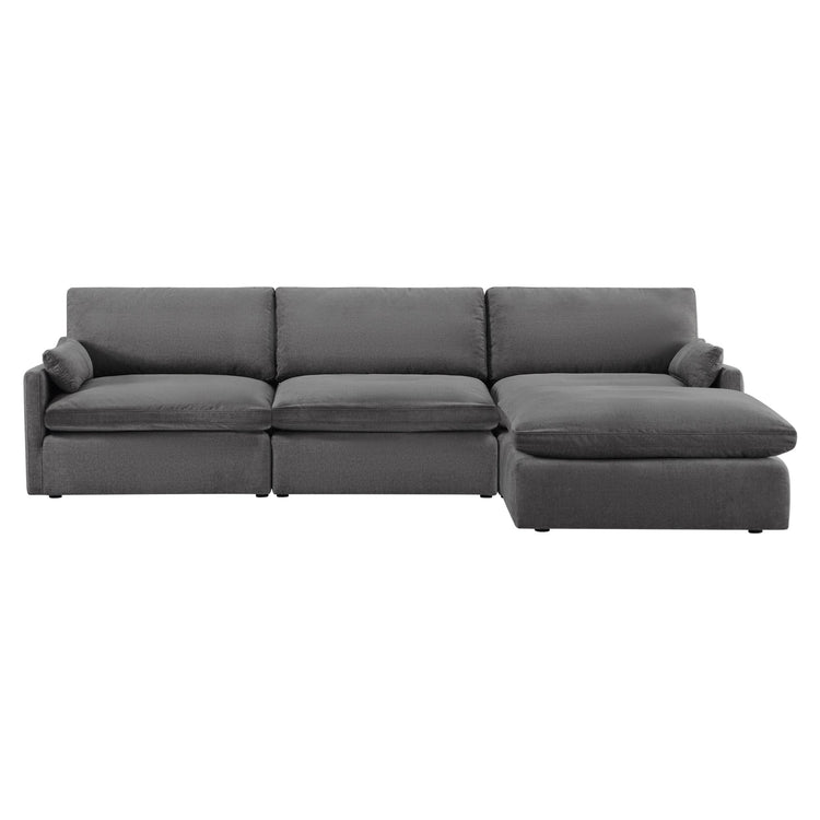 Gray Kenna Modular 4 Seat Sofa-Chaise Sectional, modern living room seating with soft cushions