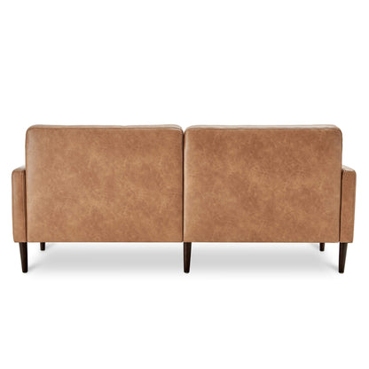 CHITA LIVING-Lucas Mid-Century Sofa (73")-Sofas-Faux Leather-Cognac Brown-