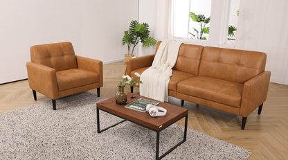 CHITA LIVING-Lucas Mid-Century Sofa (73")-Sofas-Faux Leather-Cognac Brown-