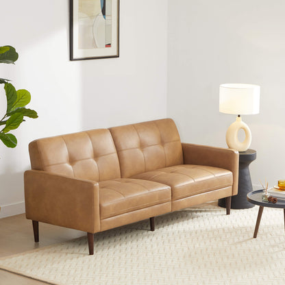 CHITA LIVING-Lucas Mid-Century Sofa (73")-Sofas-Faux Leather-Cognac Brown-