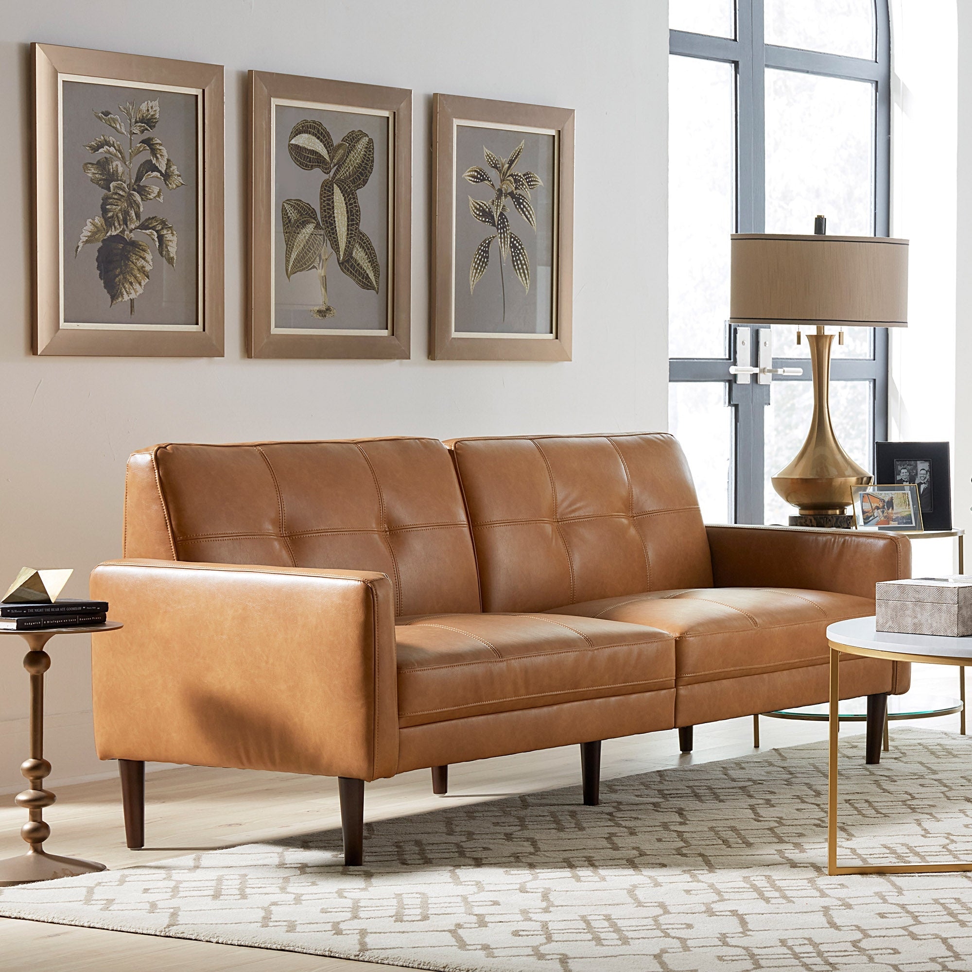 Mid mod deals leather couch