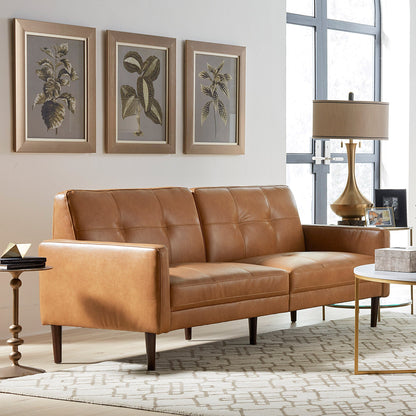 CHITA LIVING-Lucas Mid-Century Sofa (73")-Sofas-Faux Leather-Cognac Brown-