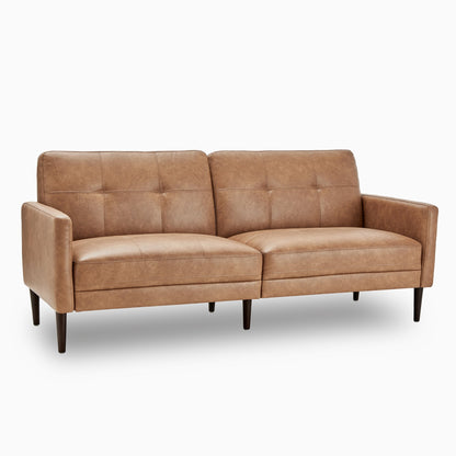 CHITA LIVING-Lucas Mid-Century Sofa (73")-Sofas-Faux Leather-Cognac Brown-