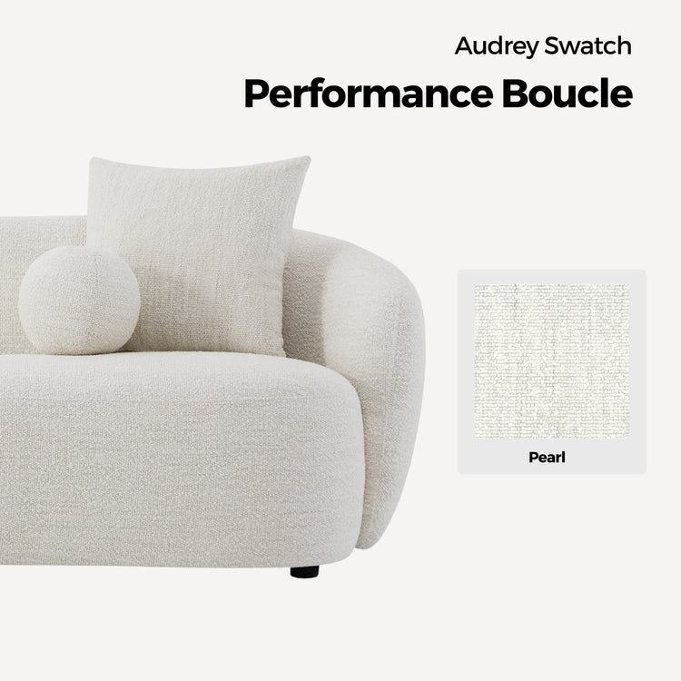 Audrey Sofa swatch in Performance Boucle fabric, color Pearl with textured finish - CHITA Living