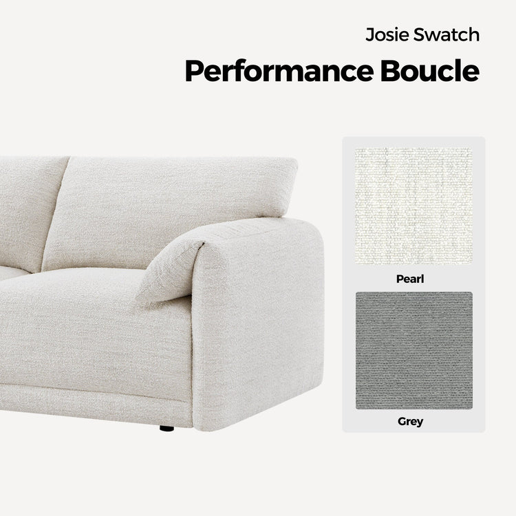 Josie Sofa swatch in Pearl and Grey performance boucle fabric - CHITA Living