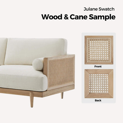 Julane wood and cane swatch sample with front and back views