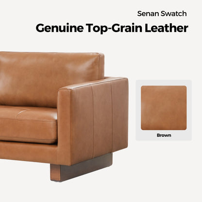 Brown genuine top-grain leather swatch for the Senan Sofa - CHITA Living